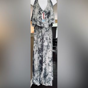 Women's gray & white tie dye rayon tank LesHop Maxi Dress